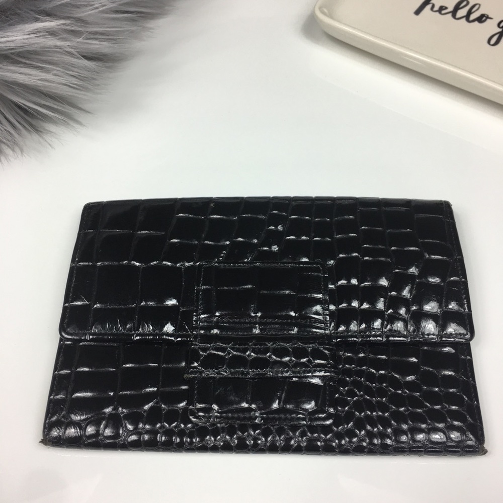 49 Av Junko Shimada Crocodile patent wallet vintg